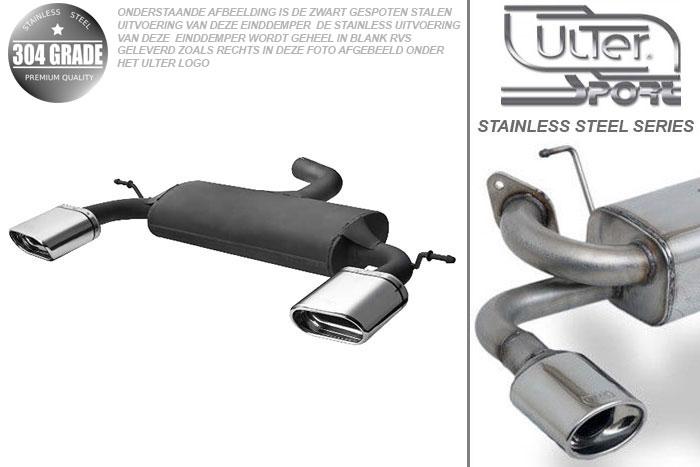 Ulter Sport, Einddemper L+R, Geheel RVS, Enkel plat ovaal 145x75mm, VW, VW SCIROCCO III, 2.0TDi 103kW, 2008-, Pasklaar, Past op originele middendemper/katalysator