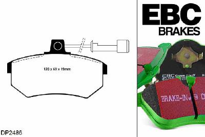 DP2486, Audi A4 (B5), 1.9 TDI 90 PK 1995-1997, EBC Greenstuff remblokken set vooras, Voor modellen met Girling/TRW remklauwen aan de vooras, Voor modellen met een remschijf diameter 280mm