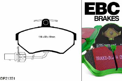 DP21351, Audi A4 (B6), 1.9 TDI 100 PK 2001-2004, EBC Greenstuff remblokken set vooras, Voor modellen met Girling/TRW remklauwen aan de vooras, Voor modellen met een remschijf diameter 280mm