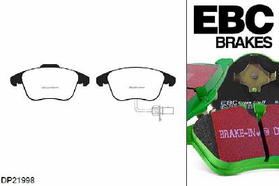 DP21998, Audi A5 quattro (B8), 2.0 Turbo 208 PK 2008-2016, EBC Greenstuff remblokken set vooras, Voor modellen met ATE remklauwen aan de vooras, Voor modellen met een remschijf diameter 314mm
