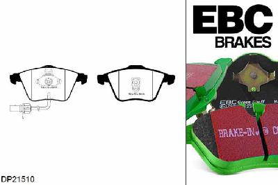 DP21510, Audi A6 (C5/4B), 2.5 TDI 180 PK 2000-2005, EBC Greenstuff remblokken set vooras, Voor modellen met ATE remklauwen aan de vooras, Voor modellen met een remschijf diameter 321mm