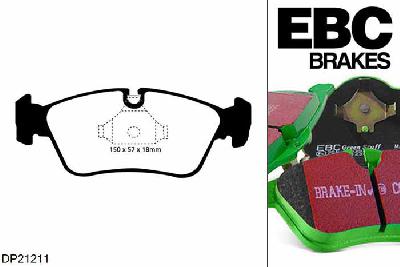 DP21211, BMW 3 Series (E46), 325 i (2.5) 2000-2007, EBC Greenstuff remblokken set vooras, Voor modellen met ATE remklauwen aan de vooras, Voor modellen met een remschijf diameter 300mm