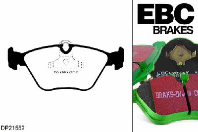 DP21552, BMW 3 Series (E46), 330 d (3.0 TD) 2003-2007, EBC Greenstuff remblokken set vooras, Voor modellen met ATE remklauwen aan de vooras, Voor modellen met een remschijf diameter 325mm
