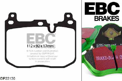 DP22130, BMW 3 Series (F30), 330 i (2.0 Turbo) 252 PK 2015-, EBC Greenstuff remblokken set vooras, Voor modellen met Brembo remklauwen aan de vooras, Voor modellen met een remschijf diameter 370mm