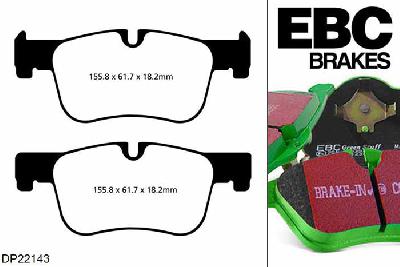 DP22143, BMW 4 Series (F32) Coupe, 420 i (2.0 Turbo) 181 PK 2013-, EBC Greenstuff remblokken set vooras, Voor modellen met ATE remklauwen aan de vooras, Voor modellen met een remschijf diameter 300mm