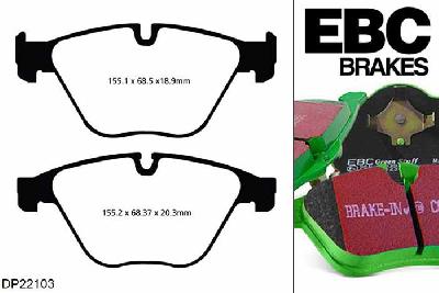 DP22103, BMW 5 Series (F10), 525 d (3.0 TD) 2010-2017, EBC Greenstuff remblokken set vooras, Voor modellen met ATE remklauwen aan de vooras, Voor modellen met een remschijf diameter 348mm