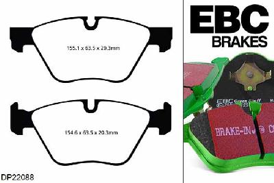 DP22088, BMW 5 Series (F11), 528 i (2.0 Turbo) 2011-2017, EBC Greenstuff remblokken set vooras, Voor modellen met ATE remklauwen aan de vooras, Voor modellen met een remschijf diameter 330mm