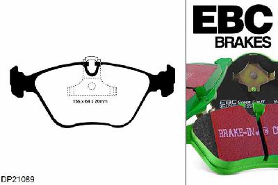 DP21089, BMW 5 Series X (4WD) (E34), 525 i (2.5) 1991-1996, EBC Greenstuff remblokken set vooras, Voor modellen met ATE remklauwen aan de vooras, Voor modellen met een remschijf diameter 296mm