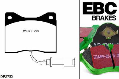 DP2753, BMW 6 Series (E24), 633 (3.3) 1976-1982, EBC Greenstuff remblokken set vooras, Voor modellen met ATE remklauwen aan de vooras, Voor modellen met een remschijf diameter 280mm