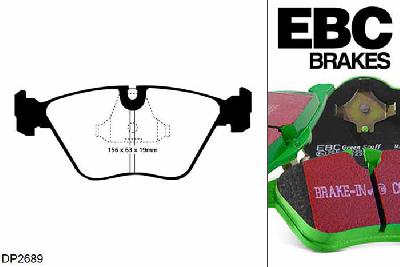 DP2689, BMW 7 Series (E32), 730 L (3.0) 1987-1994, EBC Greenstuff remblokken set vooras, Voor modellen met ATE remklauwen aan de vooras, Voor modellen met een remschijf diameter 302mm