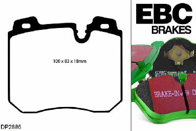 DP2886, BMW 7 Series (E32), 750 (5.0) 1991-1994, EBC Greenstuff remblokken set vooras, Voor modellen met ATE remklauwen aan de vooras, Voor modellen met een remschijf diameter 324mm