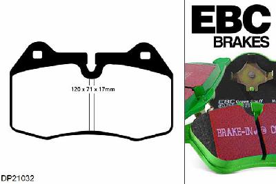 DP21032, BMW 7 Series (E38), 735 (3.5) 1996-2002, EBC Greenstuff remblokken set vooras, Voor modellen met Brembo remklauwen aan de vooras, Voor modellen met een remschijf diameter 316mm