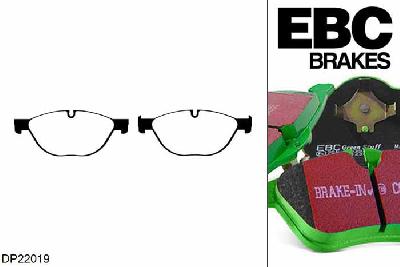 DP22019, BMW 7 Series (F02), 740 (3.0 Twin Turbo) 2008-2010, EBC Greenstuff remblokken set vooras, Voor modellen met ATE remklauwen aan de vooras, Voor modellen met een remschijf diameter 348mm