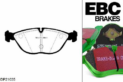 DP21035, BMW Z8, 5.0 400 PK 2000-2003, EBC Greenstuff remblokken set vooras, Voor modellen met ATE remklauwen aan de vooras, Voor modellen met een remschijf diameter 334mm