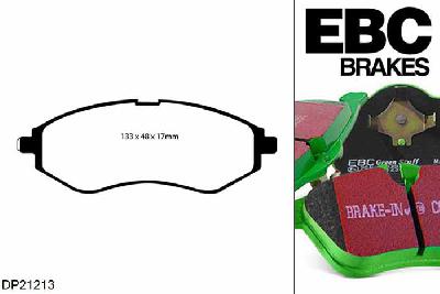 DP21213, Chevrolet Aveo, 1.4 2008-2011, EBC Greenstuff remblokken set vooras, Voor modellen met Akebono remklauwen aan de vooras, Voor modellen met een remschijf diameter 237mm