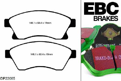 DP22065, Chevrolet Cruze, 1.4 100 PK 2014-, EBC Greenstuff remblokken set vooras, Voor modellen met een remschijf diameter 276mm