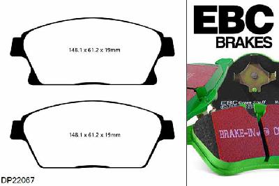 DP22067, Chevrolet Cruze, 1.6 2009-, EBC Greenstuff remblokken set vooras, Voor modellen met een remschijf diameter 300mm