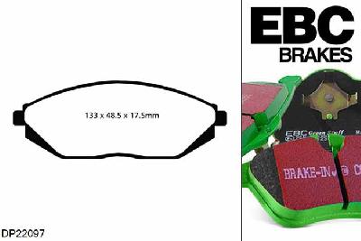 DP22097, Chevrolet Spark, 1.0 2010-, EBC Greenstuff remblokken set vooras, Voor modellen met een remschijf diameter 237mm