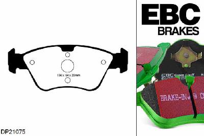 DP21075, Chrysler Crossfire, 3.2 218 PK 2003-2008, EBC Greenstuff remblokken set vooras, Voor modellen met ATE remklauwen aan de vooras, Voor modellen met een remschijf diameter 300mm