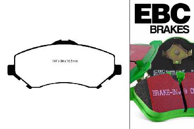 DP61798, Chrysler Grand Voyager, 3.8 2008-2010, EBC Greenstuff remblokken set vooras, Voor modellen met een remschijf diameter 302mm