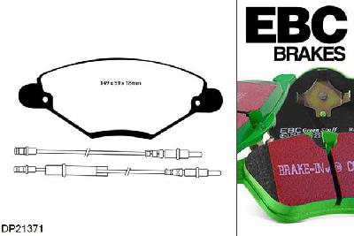 DP21371, Citroen C5, 1.6 TD 2005-2008, EBC Greenstuff remblokken set vooras, Voor modellen met een remschijf diameter 282mm