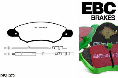 DP21370, Citroen C5, 1.8 Saloon 2001-2008, EBC Greenstuff remblokken set vooras, Voor modellen met een remschijf diameter 266mm