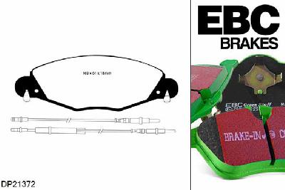 DP21372, Citroen C5, 2.0 TD 2004-2008, EBC Greenstuff remblokken set vooras, Voor modellen met een remschijf diameter 288mm