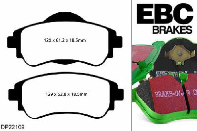 DP22109, Citroen DS4, 1.6 TD 90 PK 2011-2015, EBC Greenstuff remblokken set vooras, Voor modellen met een remschijf diameter 266mm