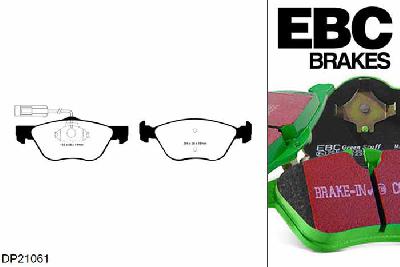 DP21061, Fiat Coupe, 2.0 20v 147 PK 1996-1998, EBC Greenstuff remblokken set vooras, Voor modellen met ATE remklauwen aan de vooras, Voor modellen met een remschijf diameter 284mm