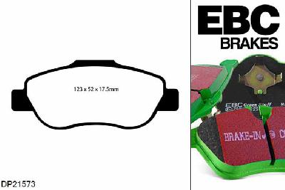DP21573, Fiat Panda, 1.2 4x4 Classic 2010-2012, EBC Greenstuff remblokken set vooras, Voor modellen met een remschijf diameter 240mm