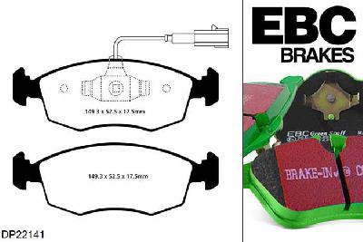 DP22141, Fiat Punto, 1.4 Turbo 2012-, EBC Greenstuff remblokken set vooras, Voor modellen met ATE remklauwen aan de vooras, Voor modellen met een remschijf diameter 284mm