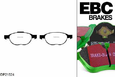 DP21524, Ford C-Max MK2, 1.6 120 PK 2011-, EBC Greenstuff remblokken set vooras, Voor modellen met ATE remklauwen aan de vooras, Voor modellen met een remschijf diameter 300mm