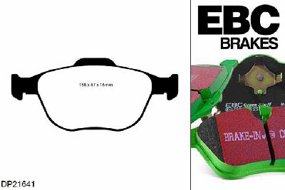 DP21641, Ford Fiesta Mk6, 2.0 ST 150 PK 2004-2008, EBC Greenstuff remblokken set vooras, Voor modellen met ATE remklauwen aan de vooras, Voor modellen met een remschijf diameter 278mm