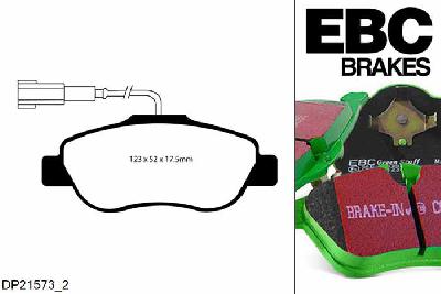 DP21573/2, Ford Ka, 1.3 TD 2010-2013, EBC Greenstuff remblokken set vooras, Voor modellen met Bosch remklauwen aan de vooras, Voor modellen met een remschijf diameter 240mm