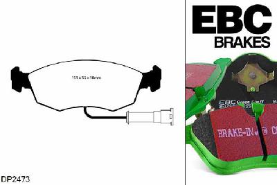 DP2473, Ford Sierra, 2.8 XR 4x4 1985-1990, EBC Greenstuff remblokken set vooras, Voor modellen met ATE remklauwen aan de vooras, Voor modellen met een remschijf diameter 260mm