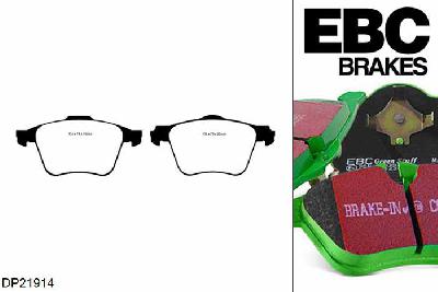 DP21914, Ford S-Max, 2.5 Turbo 2006-2011, EBC Greenstuff remblokken set vooras, Voor modellen met ATE remklauwen aan de vooras, Voor modellen met een remschijf diameter 316mm