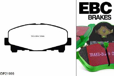 DP21999, Honda Accord, 2.4 Saloon (CU2) 2008-2015, EBC Greenstuff remblokken set vooras, Voor modellen met Akebono remklauwen aan de vooras, Voor modellen met een remschijf diameter 320mm
