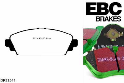 DP21544, Honda Civic (7th Gen), 1.7 TD (EU9) 2002-2006, EBC Greenstuff remblokken set vooras, Voor modellen met een remschijf diameter 260mm