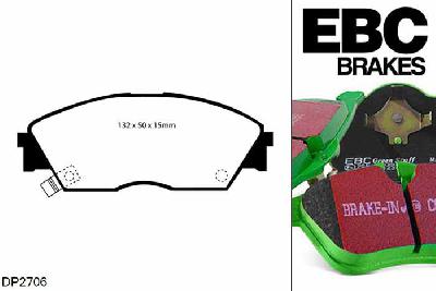 DP2706, Honda Civic Shuttle, 1.6 4WD (EE) 1988-1991, EBC Greenstuff remblokken set vooras, Voor modellen met Akebono remklauwen aan de vooras, Voor modellen met een remschijf diameter 242mm