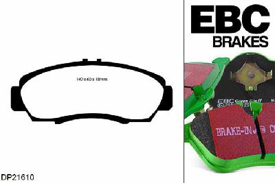 DP21610, Honda FR-V, 1.8 2007-2009, EBC Greenstuff remblokken set vooras, Voor modellen met een remschijf diameter 282mm