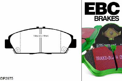 DP2975, Honda Prelude, 2.0 (BB) 1992-1997, EBC Greenstuff remblokken set vooras, Voor modellen met Akebono remklauwen aan de vooras, Voor modellen met een remschijf diameter 260mm