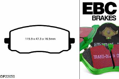 DP22050, Hyundai i-10, 1.1 TD 2008-2014, EBC Greenstuff remblokken set vooras, Voor modellen met een remschijf diameter 241mm