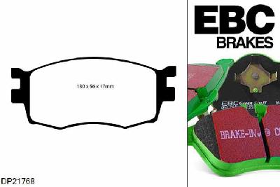 DP21768, Hyundai i-20 (PB), 1.4 TD 2009-2015, EBC Greenstuff remblokken set vooras, Voor modellen met een remschijf diameter 256mm