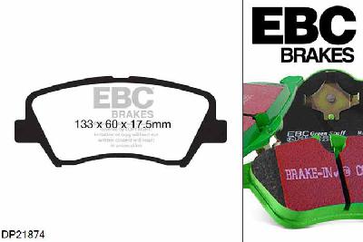 DP21874, Hyundai i-30 (GD), 1.6 TD 2012-2017, EBC Greenstuff remblokken set vooras, Voor modellen met een remschijf diameter 280mm