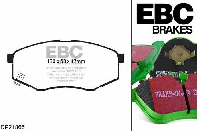 DP21866, Hyundai iX20, 1.6 TD 113 PK 2011-, EBC Greenstuff remblokken set vooras, Voor modellen met een remschijf diameter 280mm