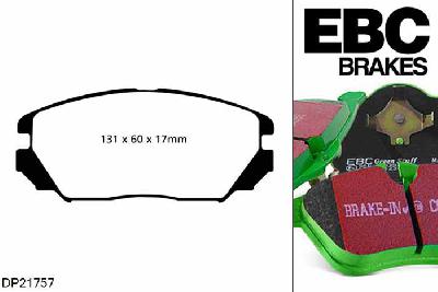 DP21757, Hyundai Sonata, 2.0 TD 2005-2006, EBC Greenstuff remblokken set vooras, Voor modellen met een remschijf diameter 280mm