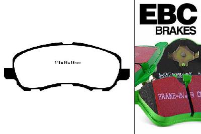 DP61614, Jeep Compass, 2.0 TD 2008-2011, EBC Greenstuff remblokken set vooras, Voor modellen met Akebono remklauwen aan de vooras, Voor modellen met een remschijf diameter 294mm