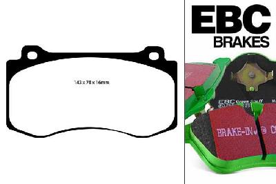 DP61764, Jeep Grand Cherokee, 6.1 2006-2011, EBC Greenstuff remblokken set vooras, Voor modellen met Brembo remklauwen aan de vooras, Voor modellen met een remschijf diameter 360mm
