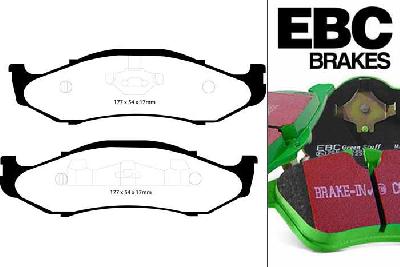 DP61255, Jeep Wrangler, 4.0 2001-2006, EBC Greenstuff remblokken set vooras, Voor modellen met een remschijf diameter 280mm