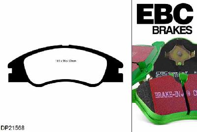 DP21568, Kia Cerato, 1.5 D 2004-2009, EBC Greenstuff remblokken set vooras, Voor modellen met een remschijf diameter 275mm